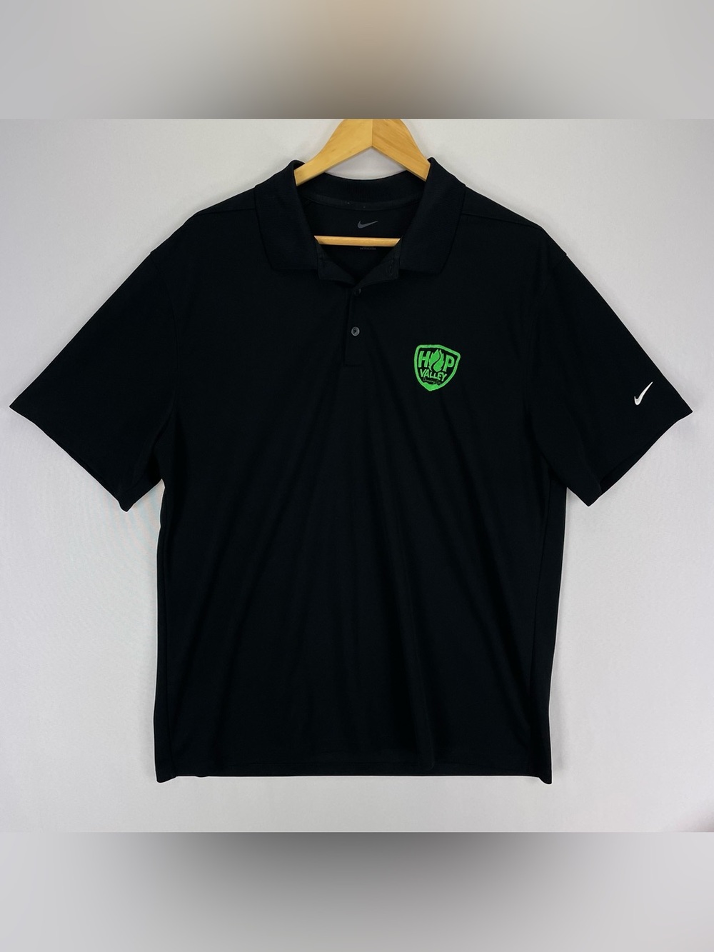 Nike Golf Polo Mens XL Black Short Sleeve Performance Shirt HOP Valley Brewing